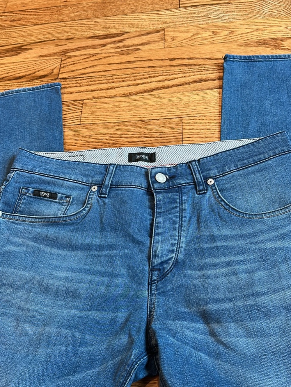 Boss Straight Fit Men's Jeans in Medium Blue Denim